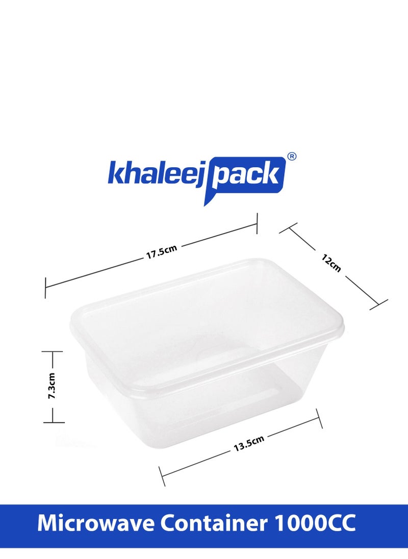 Khaleej Pack - Disposable Container with Lids Bowls for Food – Microwave Plastic Freezer Soup Pint Deli Rectangular Containers 1000ml [25 PCS] Kitchen Containers Storage Box - Image 1