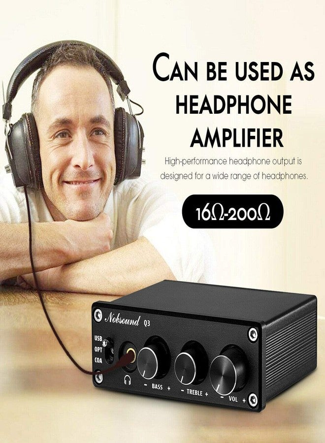 Nobsound Q3 Mini USB DAC Digital to Analog Converter Audio Adapter Headphone Amp Amplifier with Optical Coaxial Inputs & Treble Bass Tone Control - Image 5