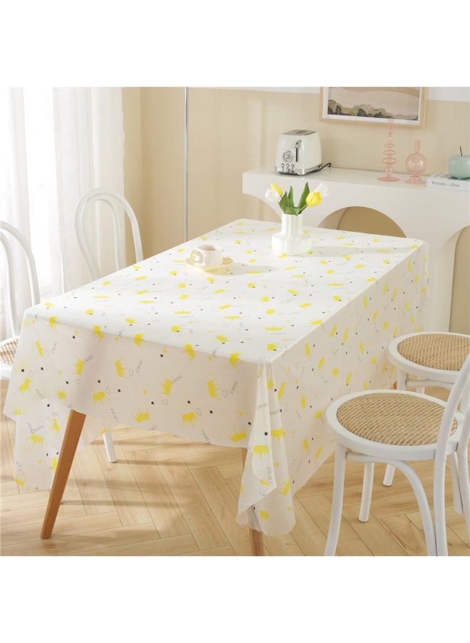 Generic Disposable Tablecloth Kindergarten Party Ins Fresh Cartoon Printed Plastic Waterproof Tablecloth Household Square-Color:Golden Crown ]-Specifications:160 X160cm (special Thickened)  - Image 1