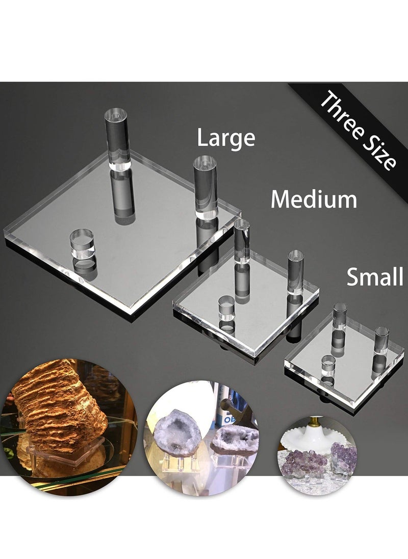 Clear Acrylic Display Stand, Three-Peg Easel Stands for Fossil Coral Geodes Rock Mineral Agate Small Collectibles (Set of 4)