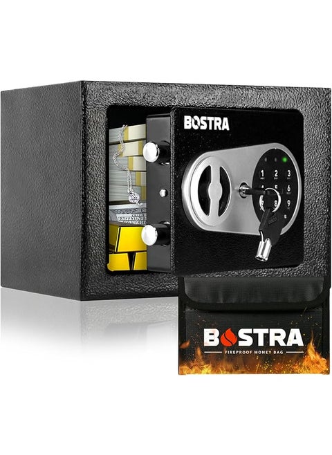 Fireproof Safe Box With Sensor Light And Fireproof Bag Money Safe Box With Digital Keypad Security Safe Box For Home 0.23 Cubic Small Safe With Keys And Pass Code For Cash Jewelry Silver
