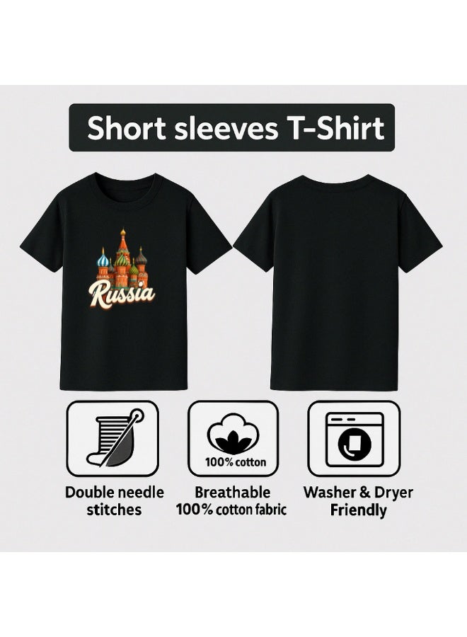 Russia Men’s T-Shirt–Landmark Design With RUSSIA Print–Soft Cotton Round Neck, Short Sleeves–Ideal For Travel,Casual Days&Russia Fans - Image 5