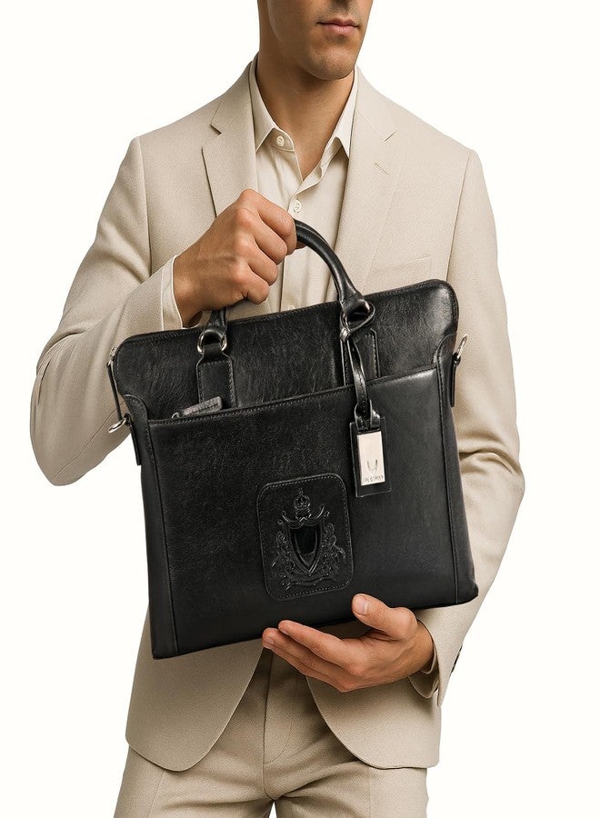 Hidesign CARNEGIE 01 Genuine Leather Men's Black Laptop Bag - Image 5