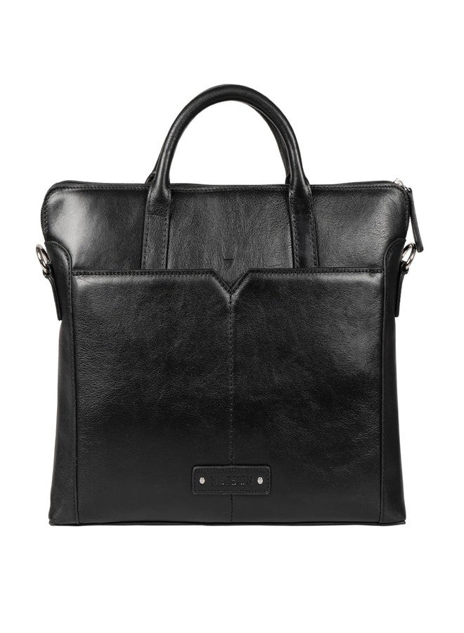 Hidesign CARNEGIE 01 Genuine Leather Men's Black Laptop Bag - Image 2