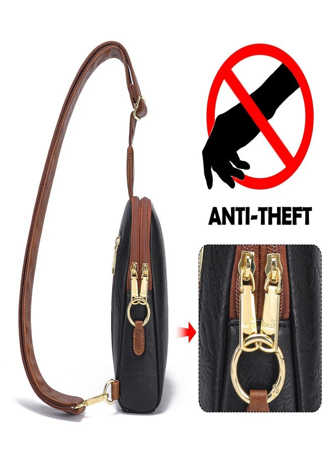 INICAT Travel Small Crossbody Sling Bags Valentines Day Gifts Women Her Cross Body Purses Vegan Leather Birthday(Black Brown) - Image 2