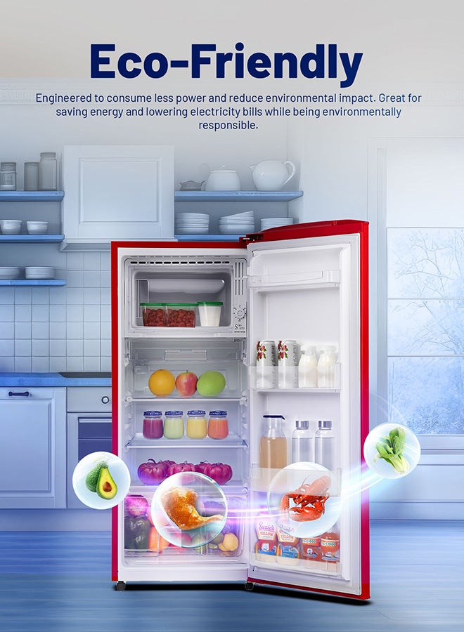 AFRA Refrigerator, Single Door, 220L, Manual Defrost, Silent Mode, High Efficiency Compressor AF-1900SDWH Red - Image 2