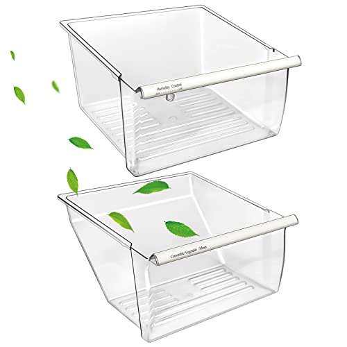S-Union [2 Pack] Upgraded 2188656 Fridge Crisper Drawer Humidity Control Drawer UPPER & 2188664 Crisper Bin LOWER for Whirlpool Fridge Crisper Drawer,Kenmore Whirlpool Refrigerator Drawer Replacement Parts - Image 1