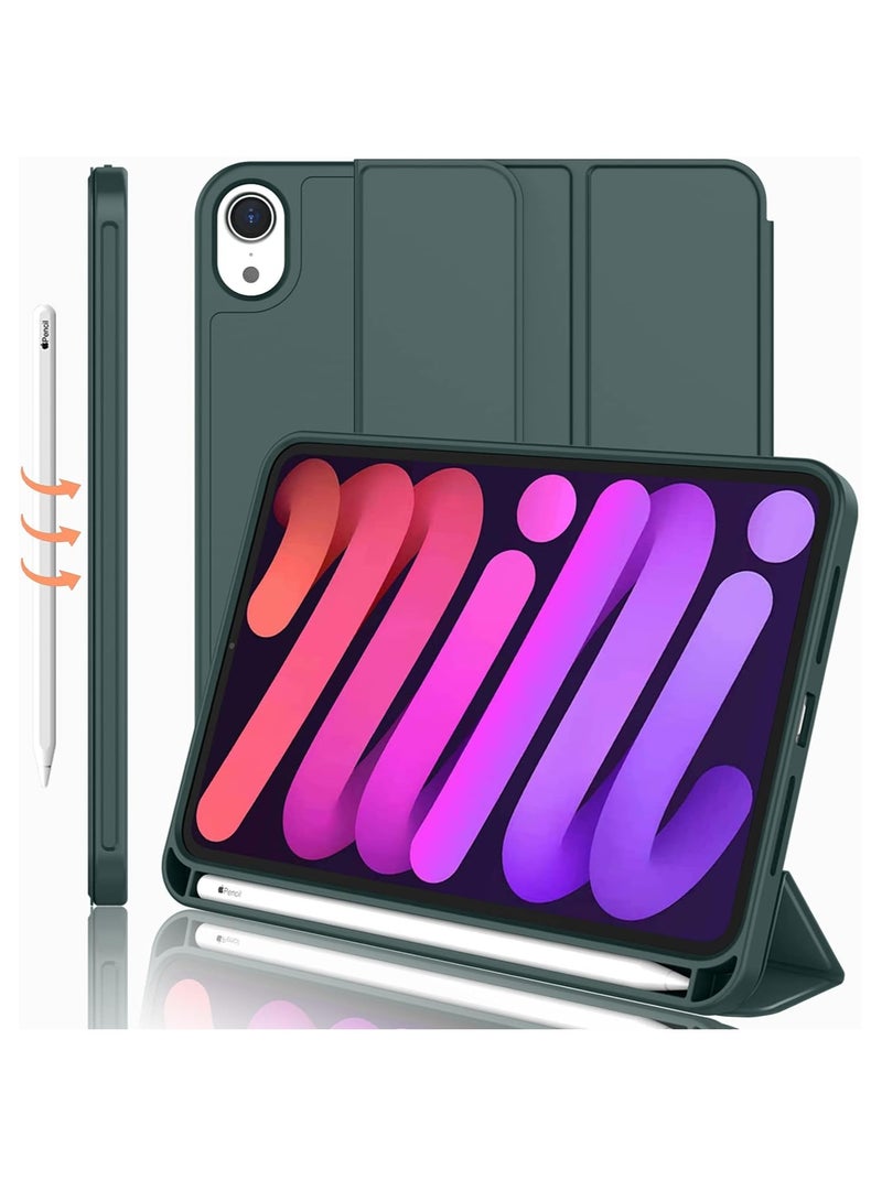 MIGOFAST New iPad Mini 6 Case 8.3 Inch 2021 6th Gen with Pencil Holder Trifold Stand Smart Case with Soft TPU Back Auto Wake Sleep - Image 1