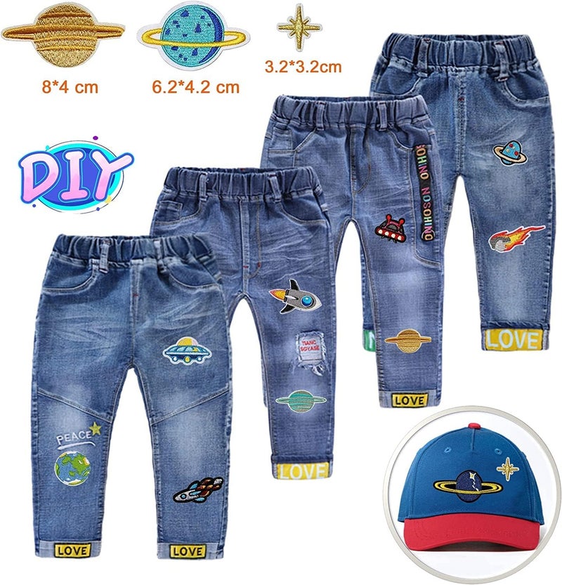 Daily Crafts Daily Crafts Space 6 pcs Mix of NASA Planets Rockets Themed DIY Fabric Repair Patches for Jeans Jackets Hats Iron On Fashion Accessories Combo a - Image 4