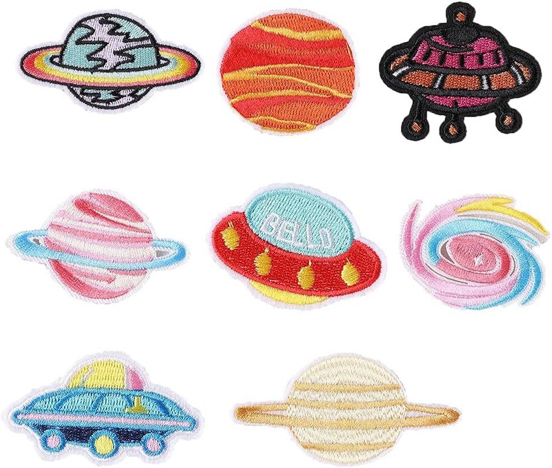 Daily Crafts Daily Crafts Space 6 pcs Mix of NASA Planets Rockets Themed DIY Fabric Repair Patches for Jeans Jackets Hats Iron On Fashion Accessories Combo a - Image 2
