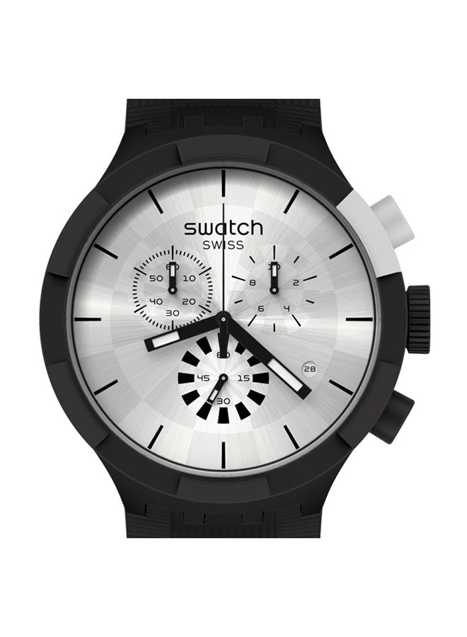 Swatch ساعة يونيكس بلاستيكية كوارتز فضية مربعة - Image 1
