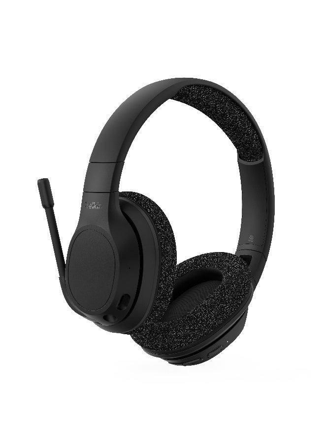 SoundForm Adapt Wireless Over-Ear Bluetooth Headset 65Hrs Playtime, On-Board Controls, Flip-To-Mute Boom Mic, Stylish W/ Great Sound, USB-C Port Fast Charging, Wired Or Wireless Use Black
