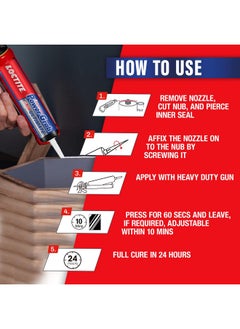 Loctite Loctite Power Grab All-Purpose Construction Adhesive, high strength, high tack, gap-filling adhesive, No-nails and screws, Bonds to wood, MDF, concrete, glass, marble, granite, stone,brick,etc, 460g  - Image 4
