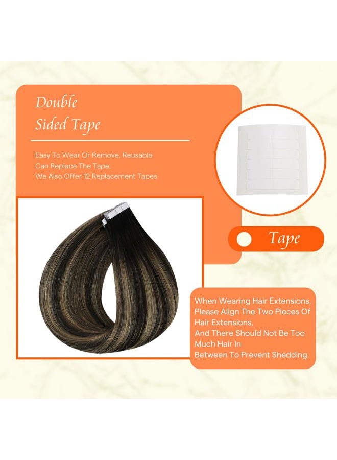 Fshine Full Shine Tape in Extensions Human Hair 16 Inch Human Hair Extensions Tape ins Color 1B/27/1B Black with Blonde Ombre 20PCS Natural Tape Ins Human Hair Extensions 50g for Women - Image 4