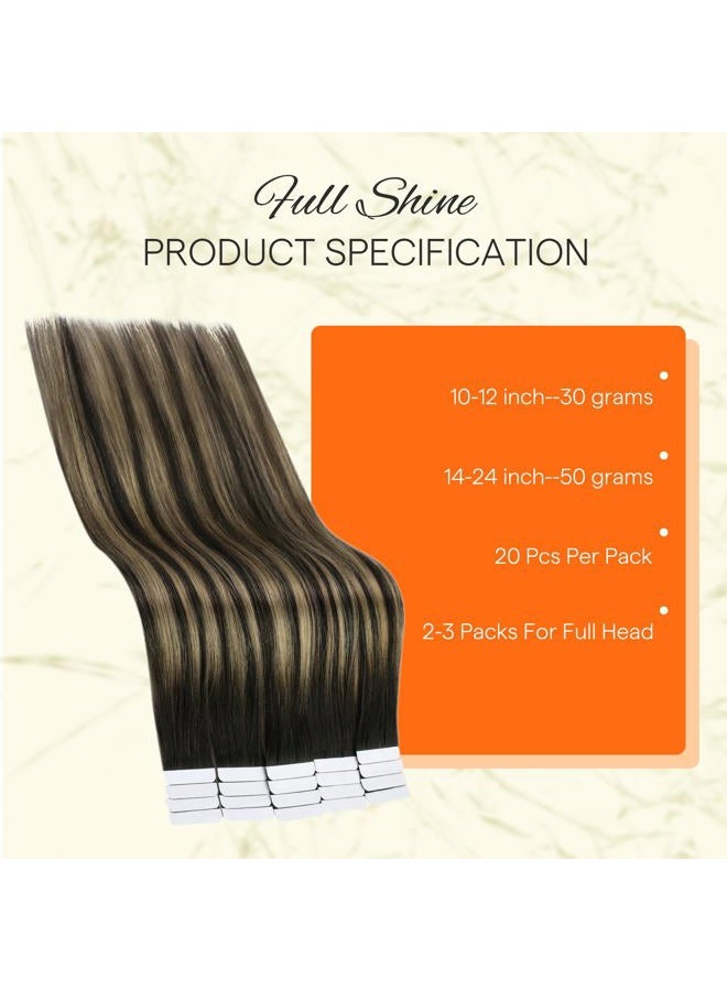 Fshine Full Shine Tape in Extensions Human Hair 16 Inch Human Hair Extensions Tape ins Color 1B/27/1B Black with Blonde Ombre 20PCS Natural Tape Ins Human Hair Extensions 50g for Women - Image 3