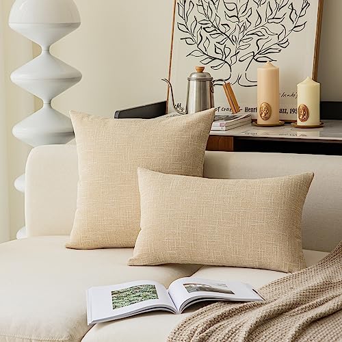 K KEVIN TEXTILE Kevin Textile Decorative Linen Throw Pillow Covers Cushion Case Star Pillowcase for Bed Sofa, 2 Pcs, (24 x 24 Inch, Cream Beige) - Image 4