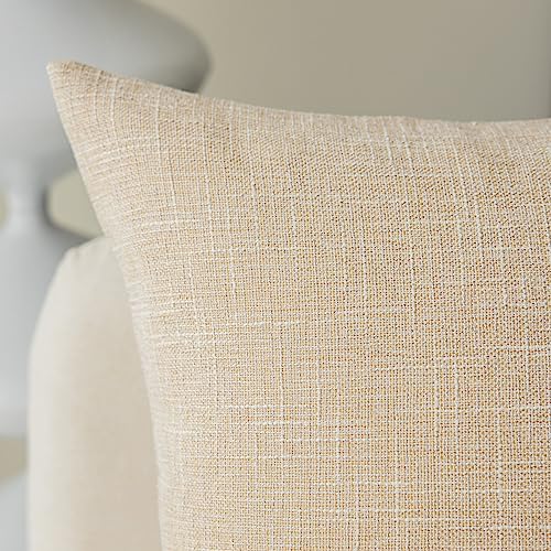 K KEVIN TEXTILE Kevin Textile Decorative Linen Throw Pillow Covers Cushion Case Star Pillowcase for Bed Sofa, 2 Pcs, (24 x 24 Inch, Cream Beige) - Image 2