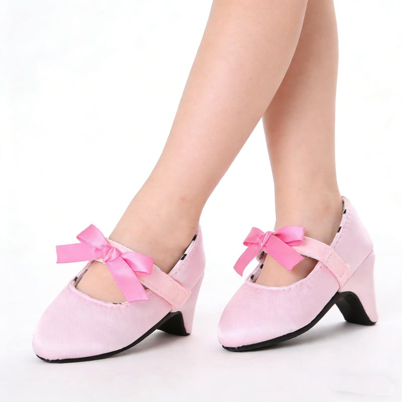 Kutterild Newborn Baby Girls Princess Shoes with High Heels Bowknot Soft Sole Crib Shoes Infant Girl Photography Props(Pink,6-9 Months) - Image 2