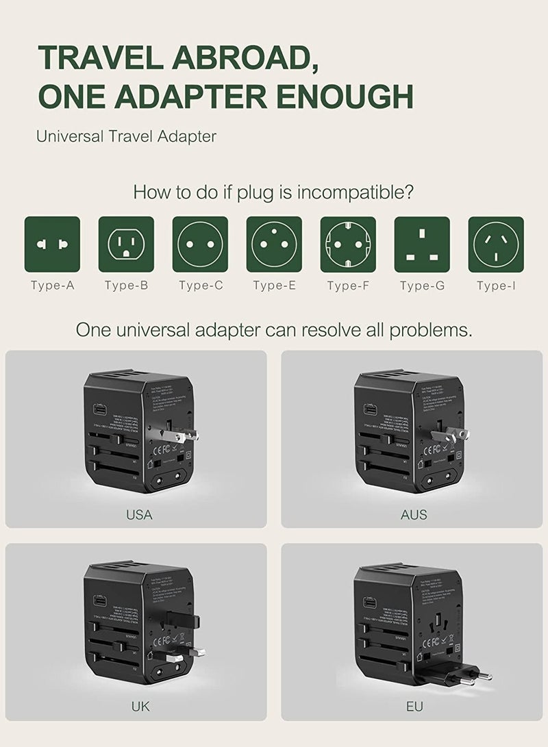 ELTRAZONE Universal Travel Adapter with 4 Ultra-Fast USB Port and 1 Ultra-Fast USB Type C Port and Power Socket Worldwide Plugs  - Image 5