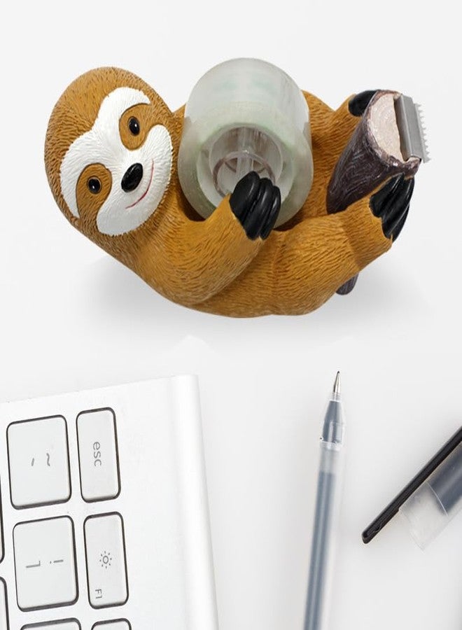 Hibucuo SlothTape Dispenser, Hibucuo Cute Animal Sloth Tape Dispenser, Fun Sloth Small Tape Dispenser,Resin Tape Cutting Tools,for Office Schools Home Kids Wrapping Gifts Novelty Clear Tape Dispenser - Image 3