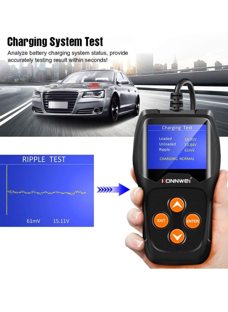 Konnwei كونوي KW600 جهاز اختبار بطارية السيارات 12 فولت احترافي 100-2000 CCA 220AH محلل تحميل بطارية السيارة ومختبر المولد للسيارة/القارب/الدراجة النارية - Image 3