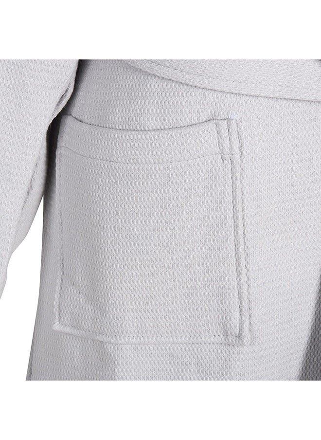 homes r us - Waffle Trimmed Bathrobe, Grey & Silver - Image 1