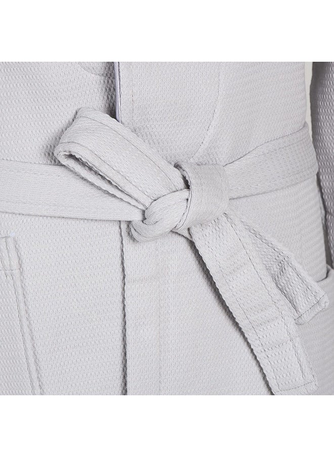 homes r us - Waffle Trimmed Bathrobe, Grey & Silver - Image 1