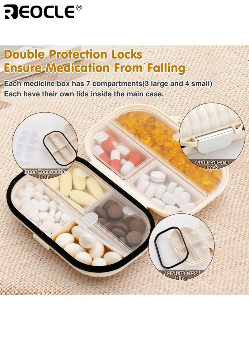 REOCLE 7-Day Pill Organizer with Sealed Storage and Waterproof Design Portable Pill Box with 7 Compartments for Travel Daily Medication Use - Image 3
