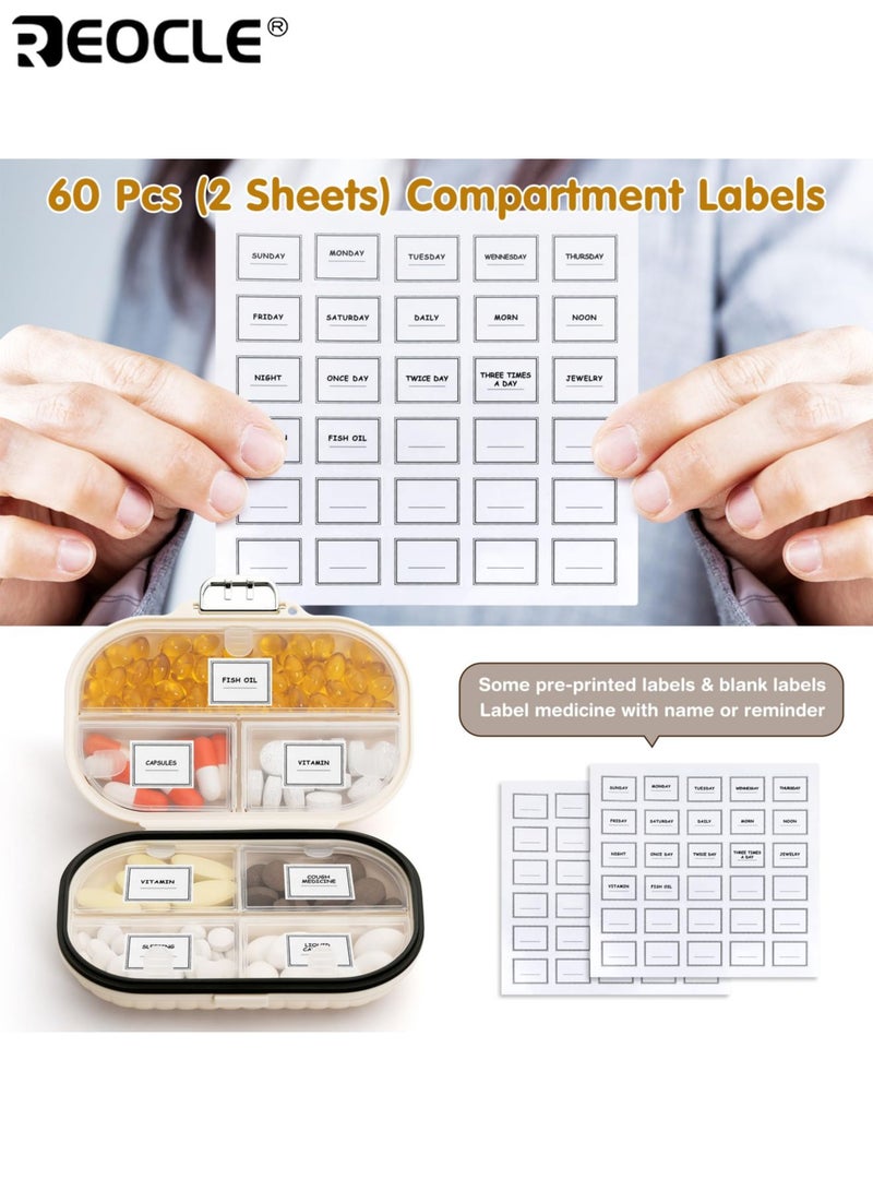 REOCLE 7-Day Pill Organizer with Sealed Storage and Waterproof Design Portable Pill Box with 7 Compartments for Travel Daily Medication Use - Image 4