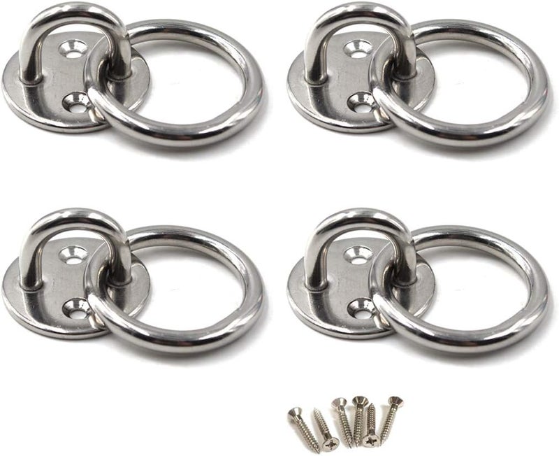Flomore M6 Eye Plate 304 Stainless Steel Hook Wall Mounted Hook Pack of 4 (Screws Included) - Image 1