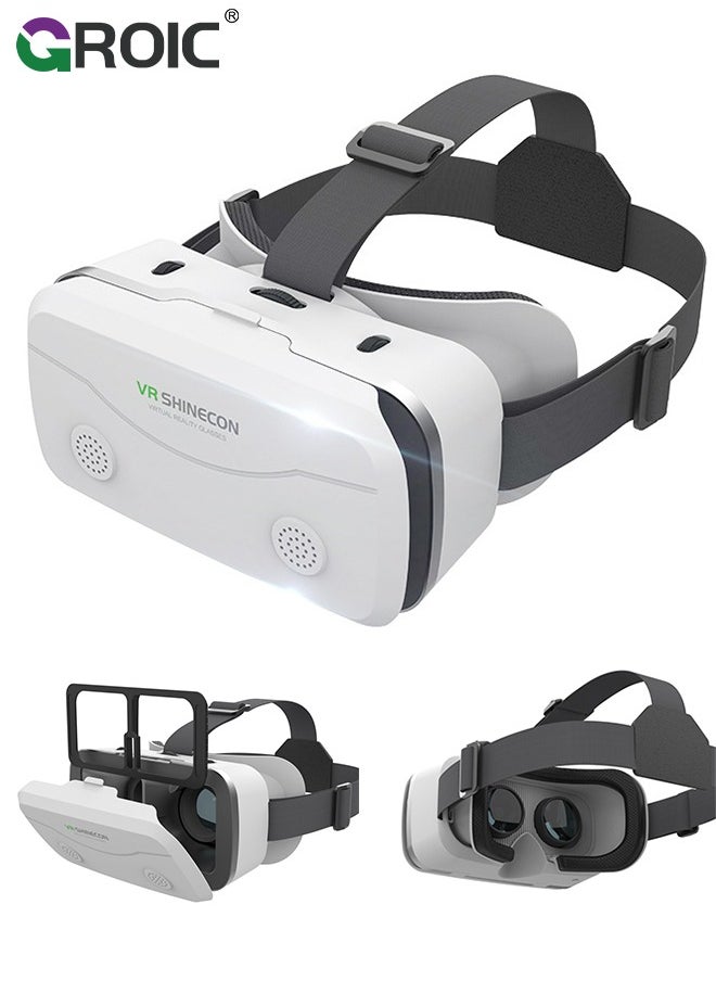 GROIC - White VR Headset Compatible with iPhone & Android Phone Within 4.7-7.2inch Display Screen, Universal Virtual Reality Goggles, Soft & Comfortable Updated 3D Glasses - Image 1