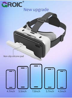 White VR Headset Compatible with iPhone & Android Phone Within 4.7-7.2inch Display Screen, Universal Virtual Reality Goggles, Soft & Comfortable Updated 3D Glasses - pzsku/Z179A2B167900F3C68A10Z/45/_/1725363110/ebad7cf9-b3d8-424e-b2f9-4003e6623b85