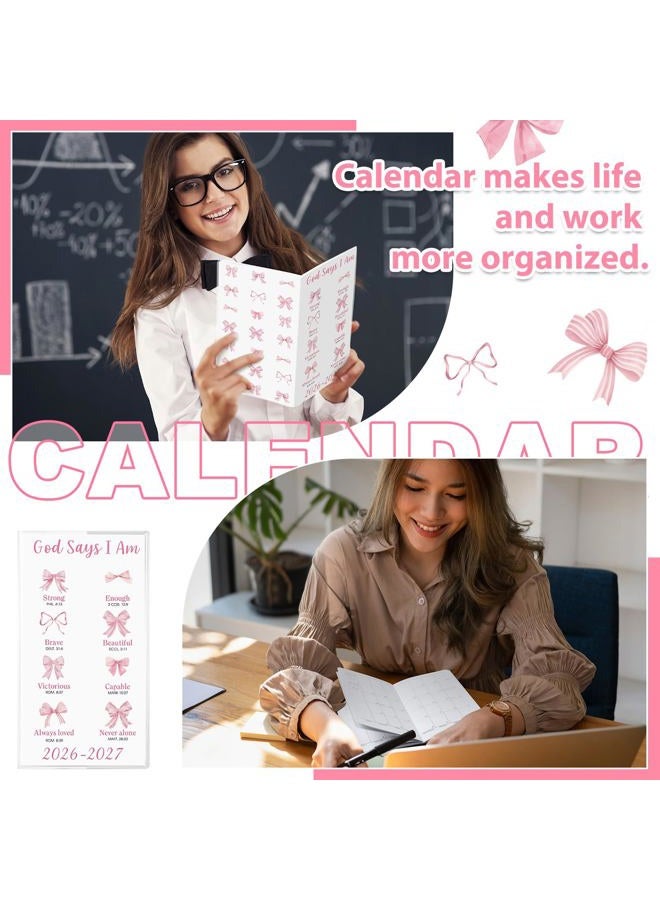 ReliThick 2026-2027 Pocket Calendar for Purse Small Monthly Planner for Women Pink Bow Bible Handy Weekly Pocket Planner Journal Notebook Christmas New Year Gift Sister Friends Women - Image 5