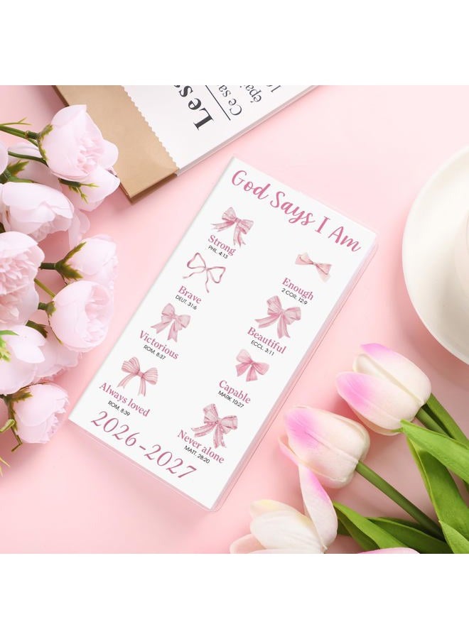 ReliThick 2026-2027 Pocket Calendar for Purse Small Monthly Planner for Women Pink Bow Bible Handy Weekly Pocket Planner Journal Notebook Christmas New Year Gift Sister Friends Women - Image 4