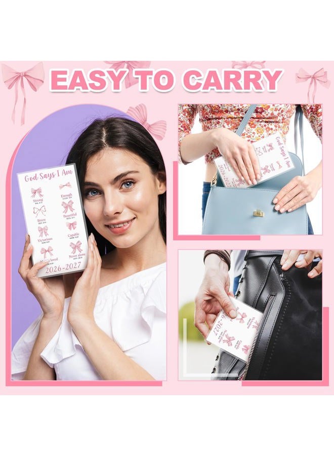 ReliThick 2026-2027 Pocket Calendar for Purse Small Monthly Planner for Women Pink Bow Bible Handy Weekly Pocket Planner Journal Notebook Christmas New Year Gift Sister Friends Women - Image 3