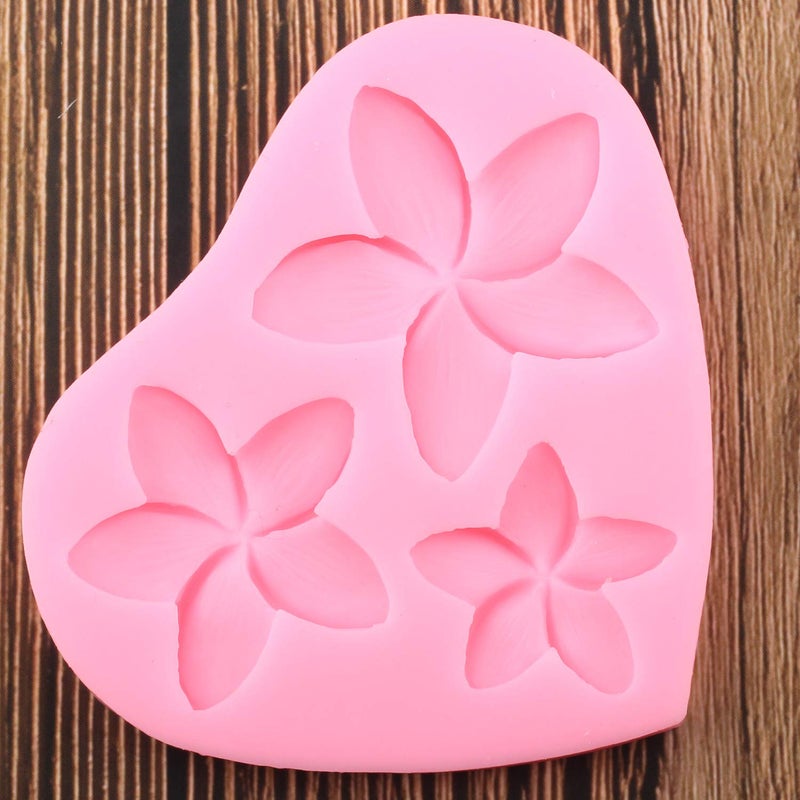 2 PCS Frangipani Plumeria Flower Floral Silicone Mold DIY Pudding Desserts Cupcake Cake Topper Decoration Soap Mould Crystal Jelly Shots Gum Paste Candy Chocolate Handmade Ice Cream Fondant Mold