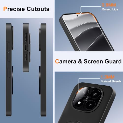 Nijiadi Compatible for Xiaomi Redmi Note 14 Pro+ Plus 5G Phone Case, 360° Rotatable Ring Holder Kickstand/Stand Silicone TPU Silm Fit Shockproof Protective Cover Case for Redmi Note 14 Pro+ Plus 5G - Black - Image 2