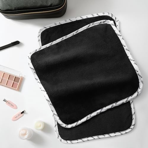 Arkwright, LLC Arkwright Makeup Towels - Pack of 6 - Ultra Soft & Gentle Microfiber Coral Fleece Washcloth Face Make Up Remover, Reusuable Eraser Cloth Essentials for Hosts & Artists, 13 x 13 in, Black/White - Image 5