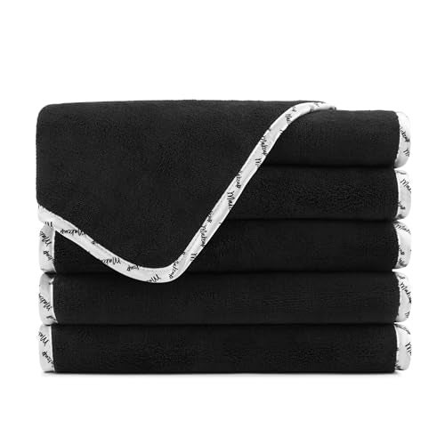 Arkwright, LLC Arkwright Makeup Towels - Pack of 6 - Ultra Soft & Gentle Microfiber Coral Fleece Washcloth Face Make Up Remover, Reusuable Eraser Cloth Essentials for Hosts & Artists, 13 x 13 in, Black/White - Image 2