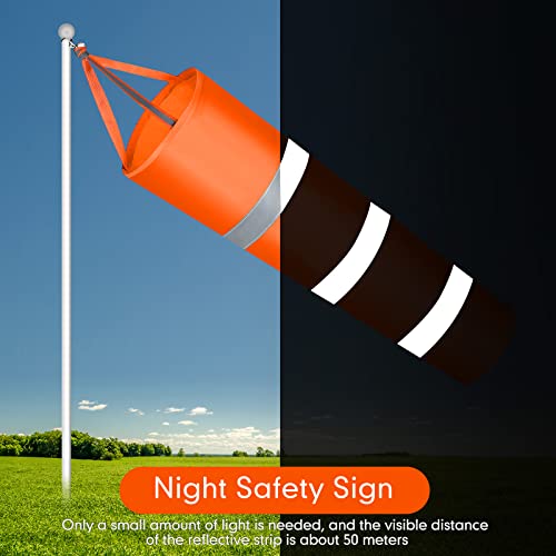 Konohan 2 Pcs Airport Windsocks Measurement Sock Bag with Reflective Belt Oxford Fabric Ripstop Wind Sock Wind Direction Indicator Windsocks Outdoor Aviation Flag for Airport Farm, 31.5 Inch, 39 Inch(Orange) - Image 4