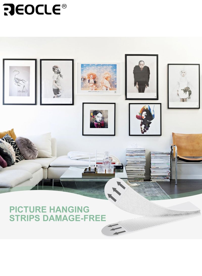 REOCLE 24PCS Damage Free Picture Hangers with Removable Adhesive Strips and Strong Hold Design Wall Mounting Kit with Easy Release Feature for Photo Art Display - Image 4