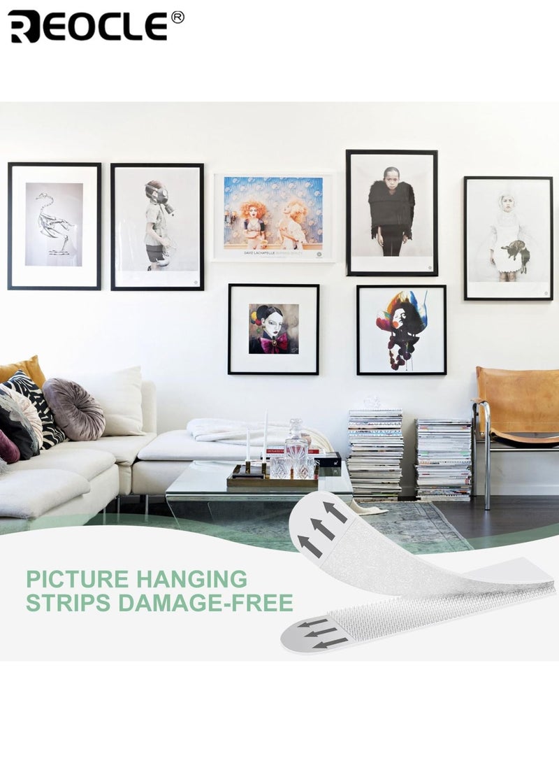 REOCLE 24PCS Damage Free Picture Hangers with Removable Adhesive Strips and Strong Hold Design Wall Mounting Kit with Easy Release Feature for Photo Art Display - Image 5