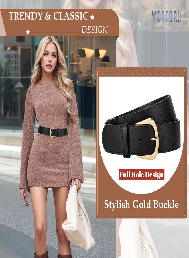 وير فور يو حزام نسائي أنيق من الجلد من WERFORU مزود بإبزيم ذهبي، مناسب للفساتين والجينز - Image 2