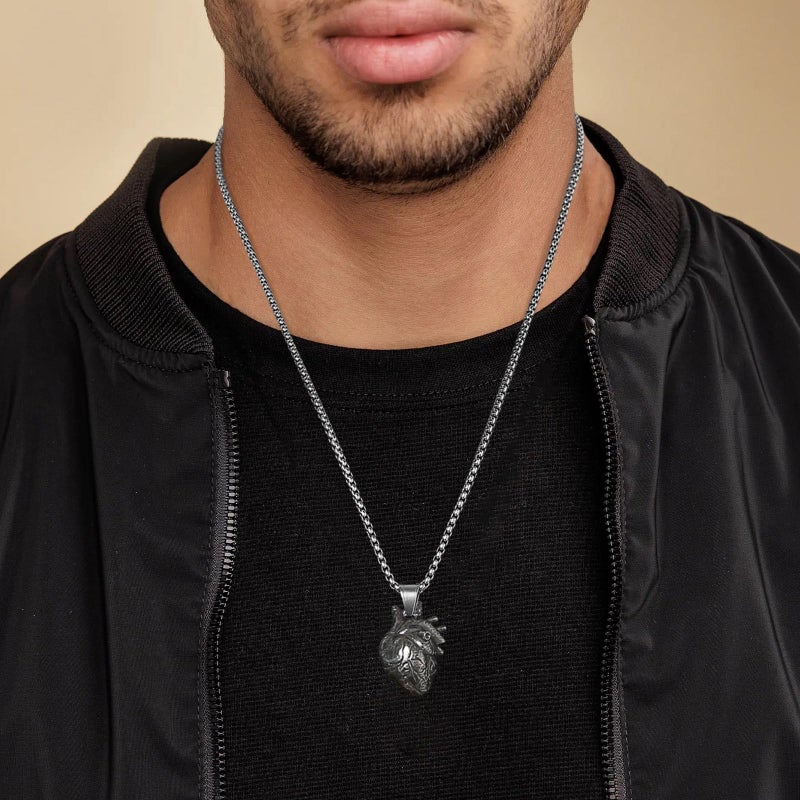 AsAlways Gothic Anatomical Heart Necklace Stainless Steel Pendant Human Organ Biology Charm Necklace - Image 2