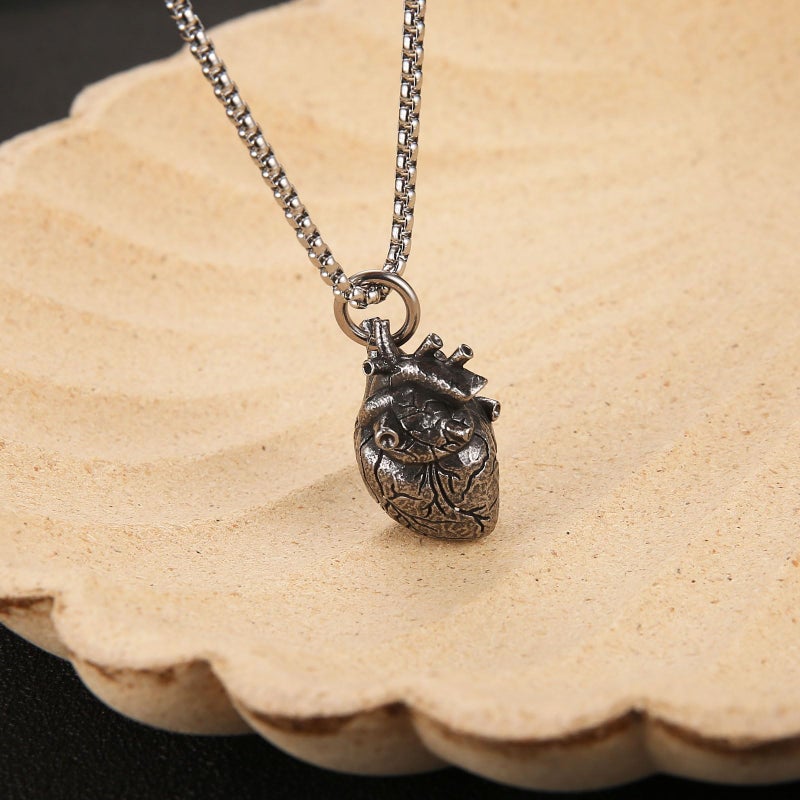 AsAlways Gothic Anatomical Heart Necklace Stainless Steel Pendant Human Organ Biology Charm Necklace - Image 4