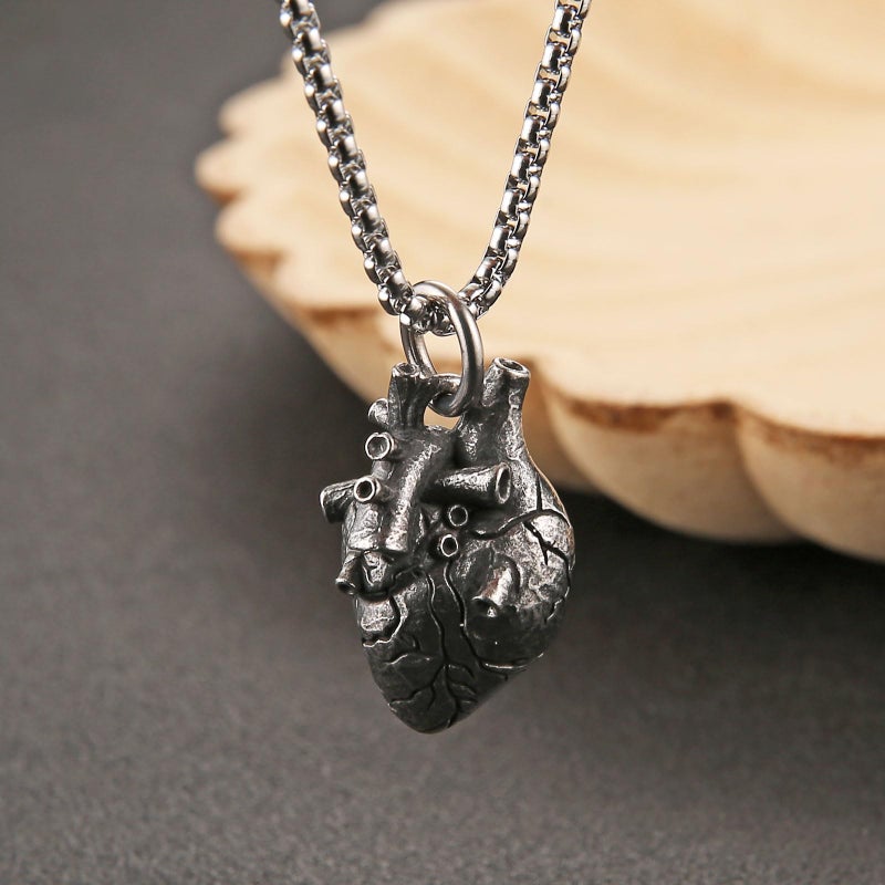 AsAlways Gothic Anatomical Heart Necklace Stainless Steel Pendant Human Organ Biology Charm Necklace - Image 5