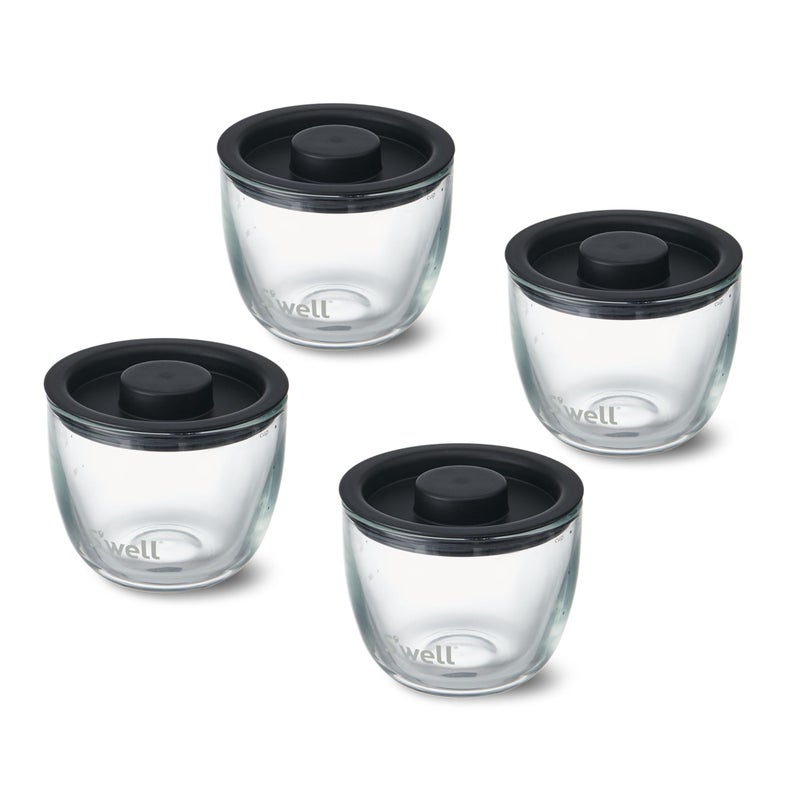 S'well Swell 12oz Glass Prep Bowl Set of 4 For Easy Meal Prep Black Made From Durable Tempered Glass Nests Inside 215oz Swell Eats 