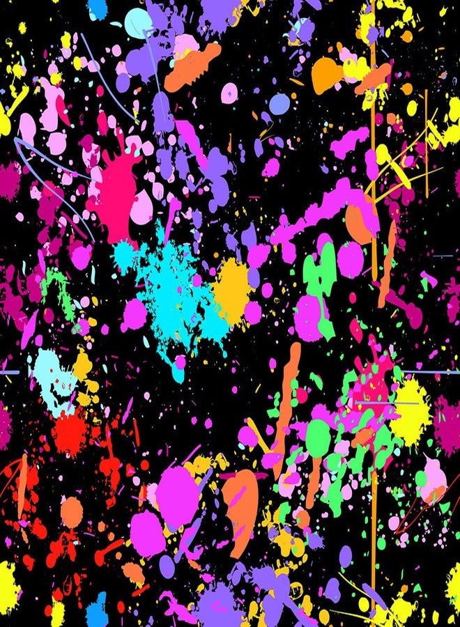 OUYIDA 7X5FT Glow in The Dark Birthday Backdrop - Colorful Graffiti Splash Paint Party Background Slime Black Light Sleppover Party Decorations for Kids - Image 1
