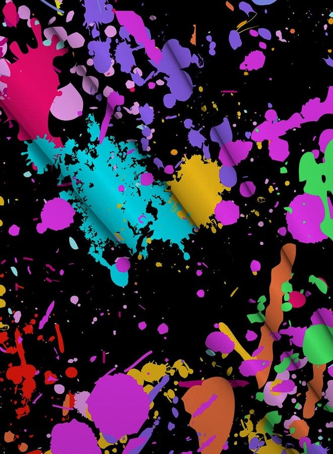 OUYIDA 7X5FT Glow in The Dark Birthday Backdrop - Colorful Graffiti Splash Paint Party Background Slime Black Light Sleppover Party Decorations for Kids - Image 4