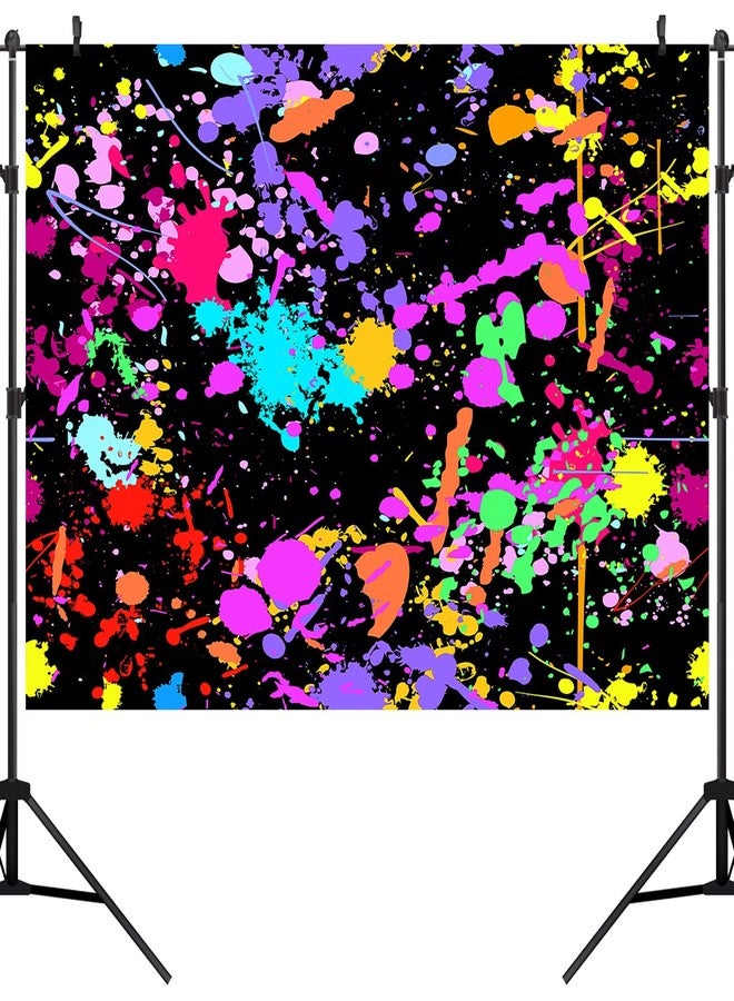 OUYIDA 7X5FT Glow in The Dark Birthday Backdrop - Colorful Graffiti Splash Paint Party Background Slime Black Light Sleppover Party Decorations for Kids - Image 5